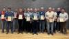 Ehrungen beim SV Salgen/Bronnen. Das Bild zeigt (von links): Robert Miller, Helmut Hämmerle, Roland Hämmerle, Hans Bartenschlager, Hermann Frei, Hubert Schröther, Johann Schwegle, Georg Hörmann, Helmut Schneider, Johann Scholz, Alois Lampert, Wilhelm Dempfle, Erwin Kerler, Johann Wörishofer und Anton Götzfried