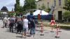 Die Straße vor der Polizei wurde zum Schauplatz. Am Hubschraubersimulator bildete sich eine Schlange.