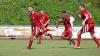 Torschütze Nikolas Bee (links) und seine Mitspieler jubeln: Mit dem Sieg über den FC Lauingen geht es für die Oettinger nach einer Saison Kreisklasse wieder nach oben.