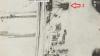 Der Flugplatz Lechfeld, aufgenommen aus 1800 Metern Höhe von einem Flugschüler der Beobachterschule 1 aus Schleißheim. Im oberen Bereich (1) sind die beiden Fliegerhallen und rechts daneben (2) die Werfthalle zu erkennen.