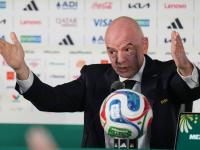 Gianni Infantino spricht in Mexiko-Stadt vor Medien.