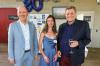 Augsburger Delegation beim 80. BJV-Geburtstag in München: Stefanie Heckel und Ex-Bundesliga-Schiedsrichter Georg Schalk (li.), beide vom BJV, und Augsburgs Presseclub-Vorsitzender Wolfgang Bublies.