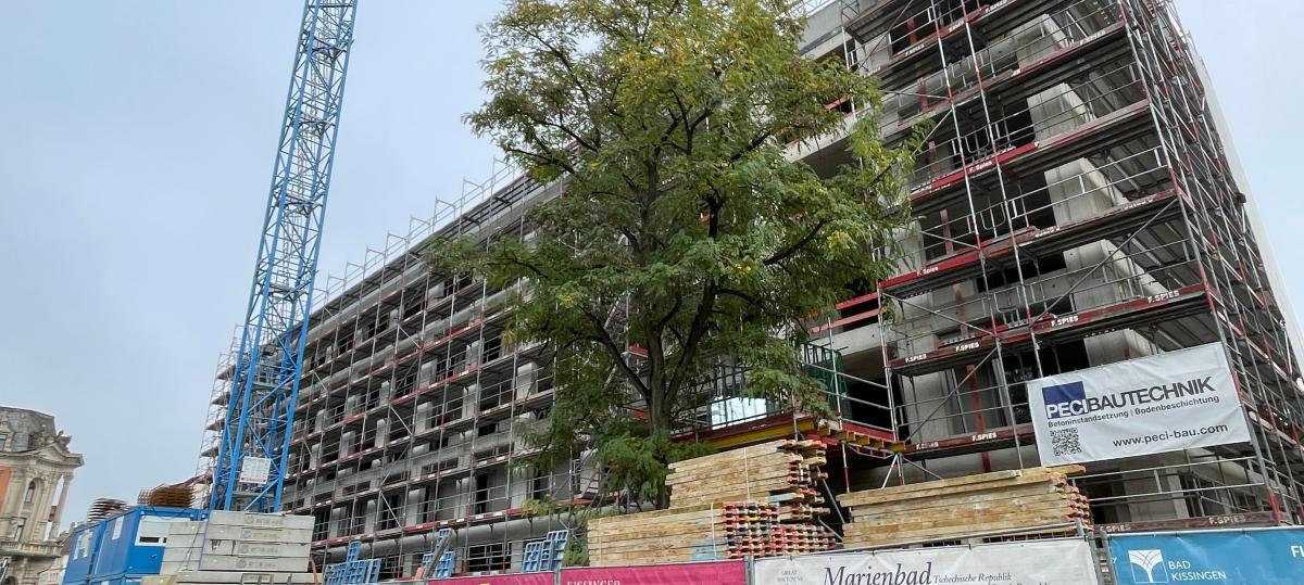 Zeitdruck und Turbo beim Arbeiten auf der Baustelle für das Sonnenhof-Hotel in Bad Kissingen